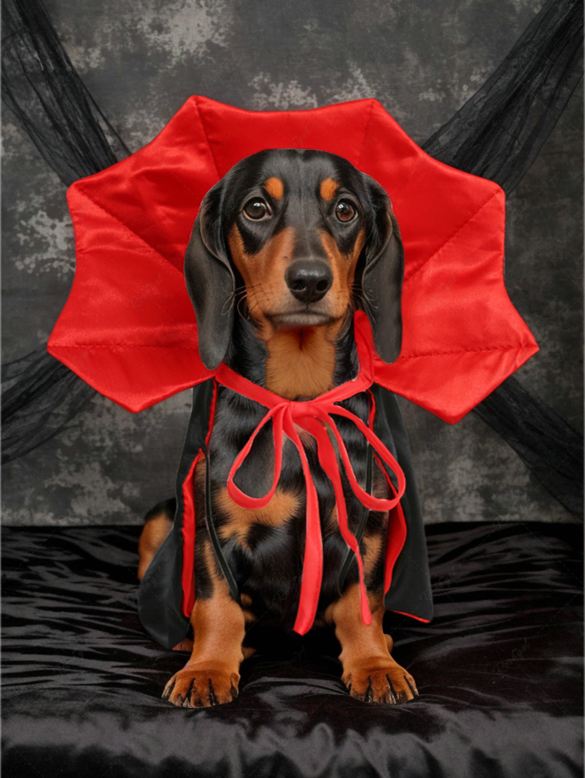Pet's Halloween Vampire Costume Two Tone V Notched Tied Cape Cloak