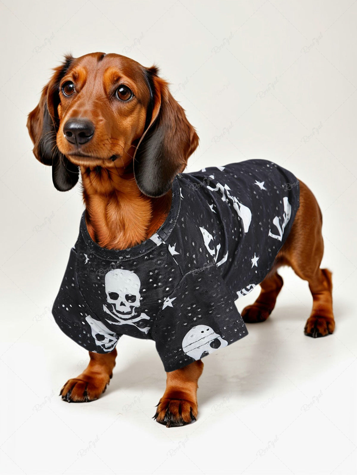 Pet's Halloween Skulls Printed Hollow Out Breathable T-shirt