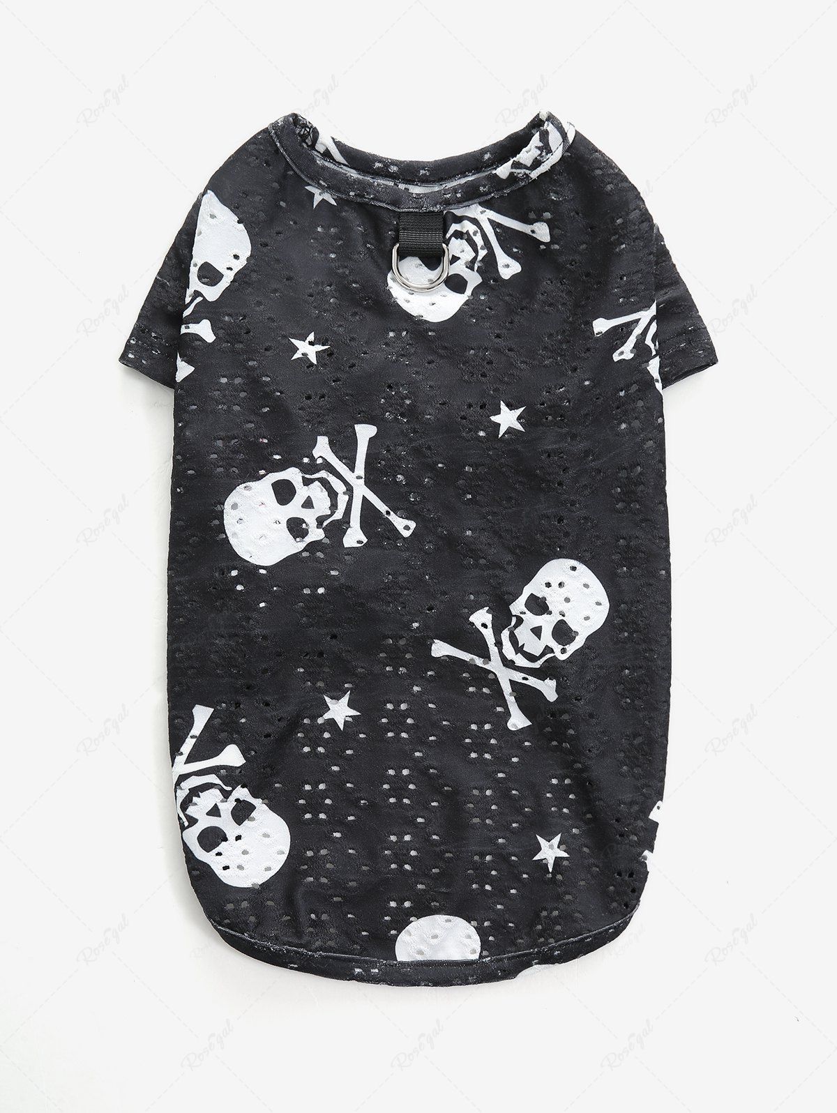 Pet's Halloween Skulls Printed Hollow Out Breathable T-shirt