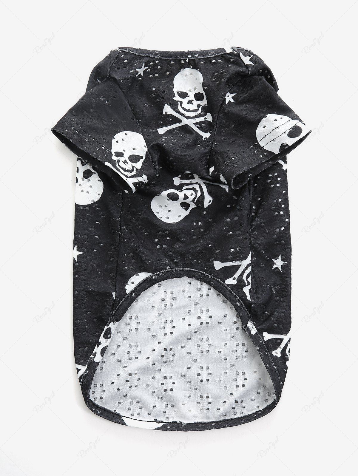 Pet's Halloween Skulls Printed Hollow Out Breathable T-shirt