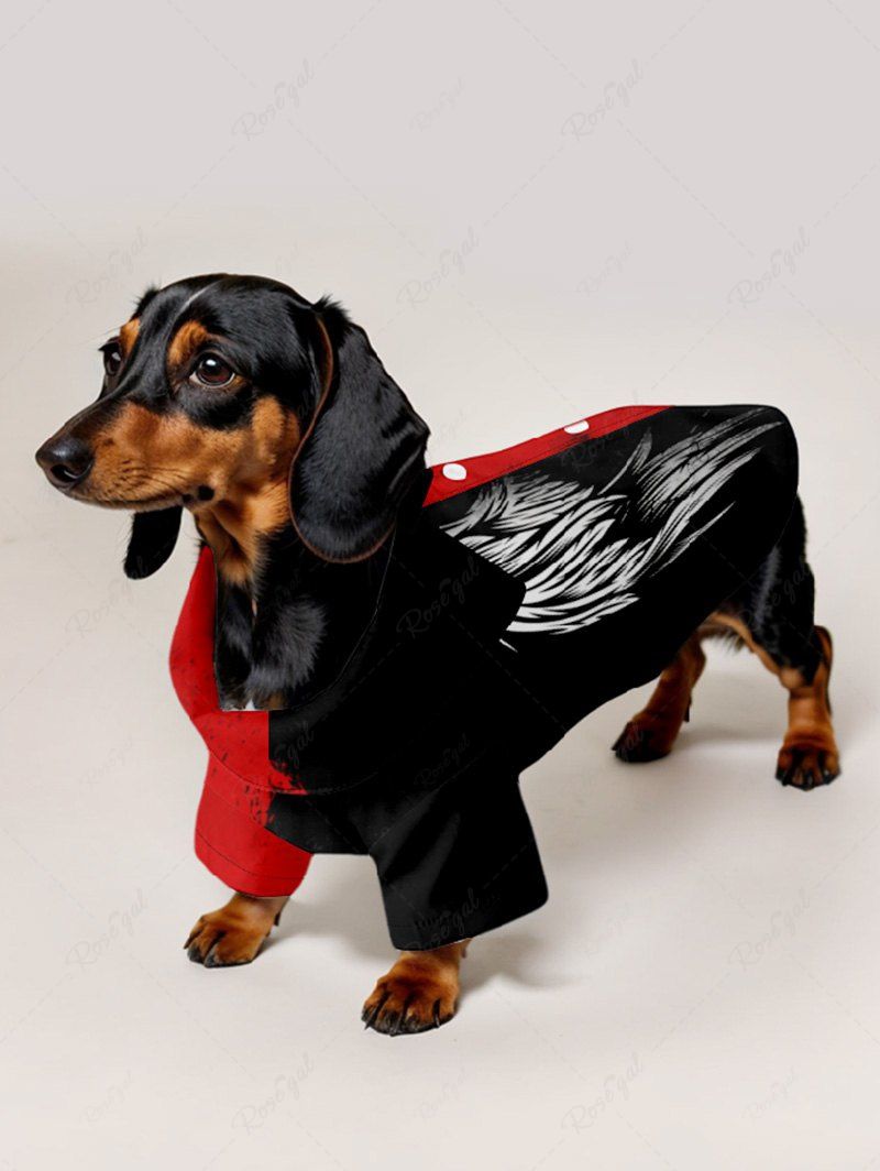 Chemise boutonnée d'Halloween à imprimé bicolore avec ailes en plumes d'animaux