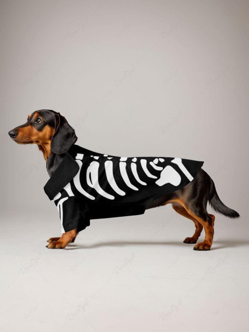 Halloween Skeleton Printed Shirts Dog and Owner Matching Outfits