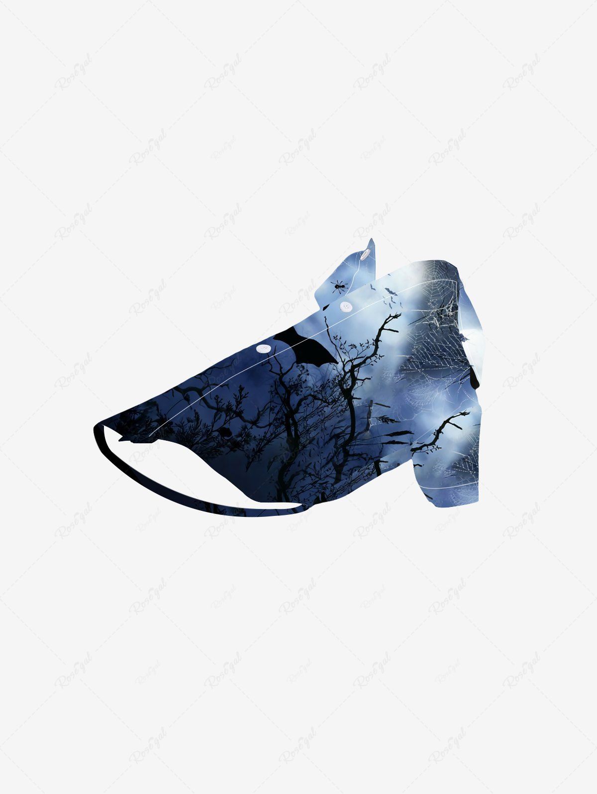 T-shirt à boutons d'Halloween imprimé Pet's Ombre Midnight Galaxy Bat Moon Spider Web