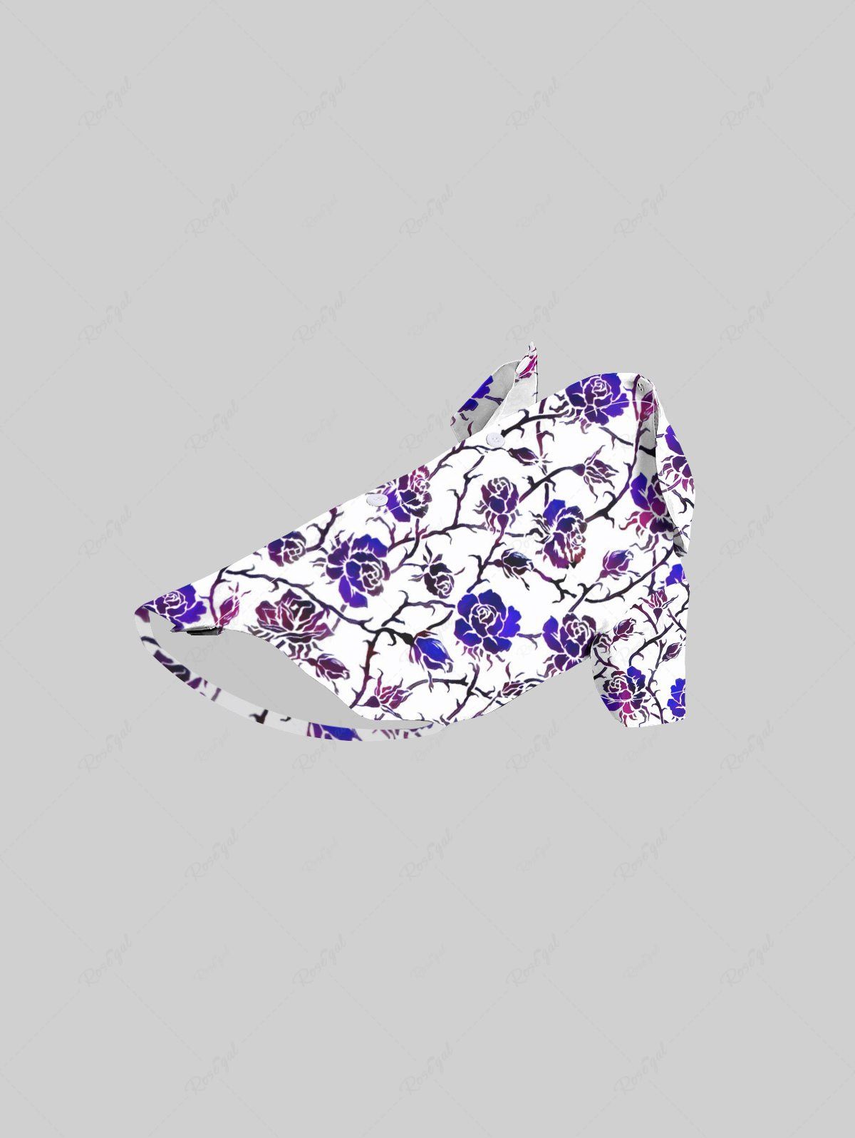 Pet's Glitter Ombre Rose Flower Vine Printed Halloween Button Shirt