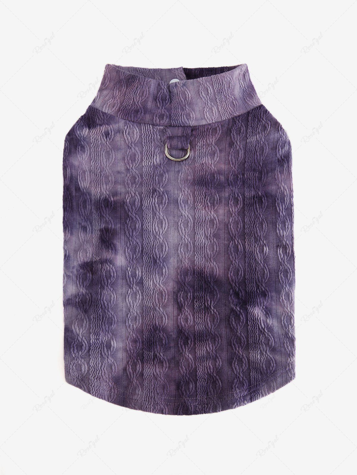 Débardeur en tricot torsadé texturé avec boutons à anneau en D et teinture par nouage pour animaux de compagnie