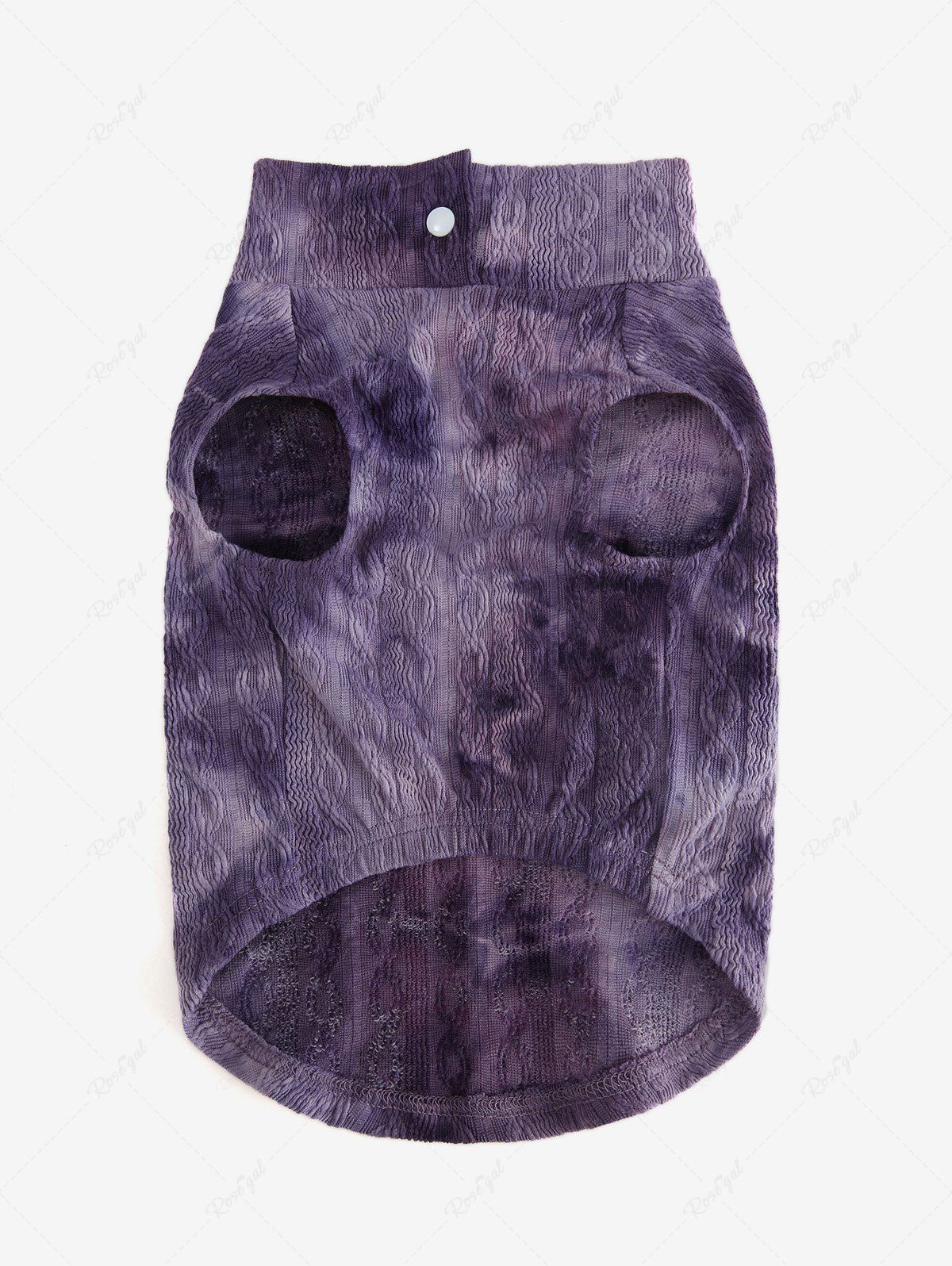Débardeur en tricot torsadé texturé avec boutons à anneau en D et teinture par nouage pour animaux de compagnie