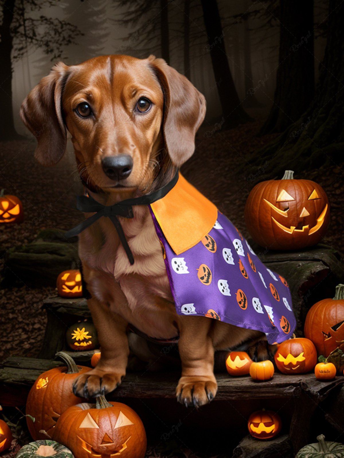 Halloween Costume Pumpkin Ghost Print Cape Cloaks Dog and Owner Matching Outfits