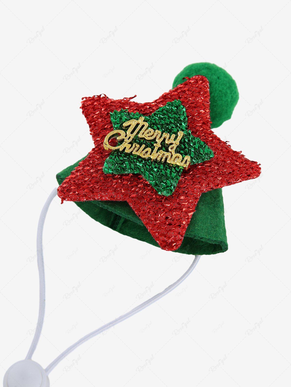 Pet's Santa Claus Snowflake Glove Colorful Fur Ball Christmas Collar and Glitter Sparkling Sequins Stars Hat Set