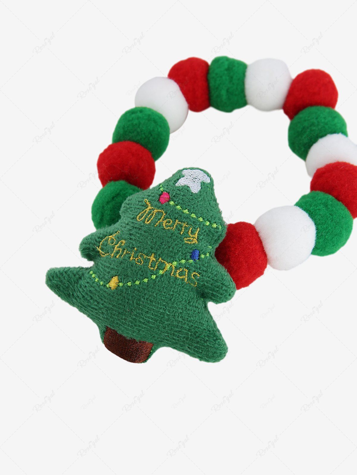 Pet's Christmas Tree Fur Ball Collar and Glitter Sparkling Sequins Stars Hat Set