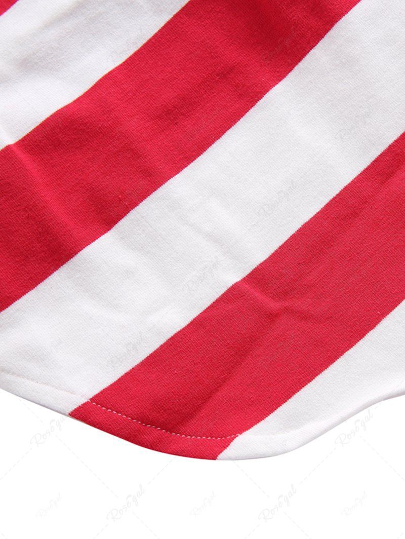 Pet's Christmas Stripes Printed T-shirt With Cap