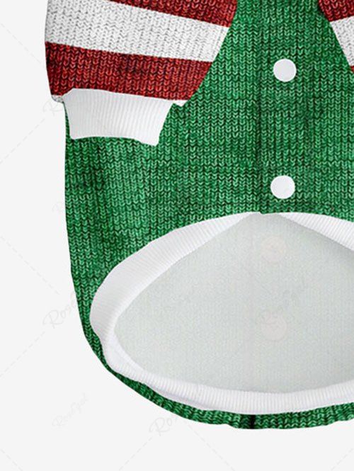 Pet's Christmas Clown Stripes Bells Knit 3D Printed Hoodie