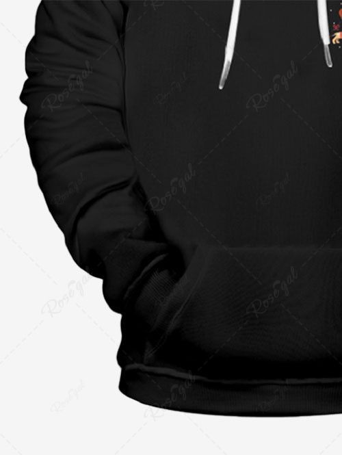 Plus Size Dog Snowflake Christmas Tree Printed Pocket Drawstring Pullover Long Sleeves Hoodie