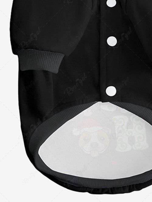 Pet's Christmas Hat Elk Dog Letters Printed Button Hoodie