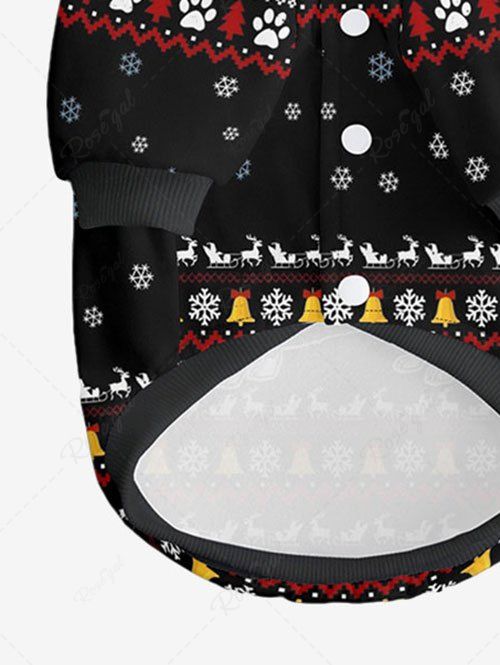 Pet's Christmas Tree Paw Snowflake Bell Elk Striped Printed Button Hoodie