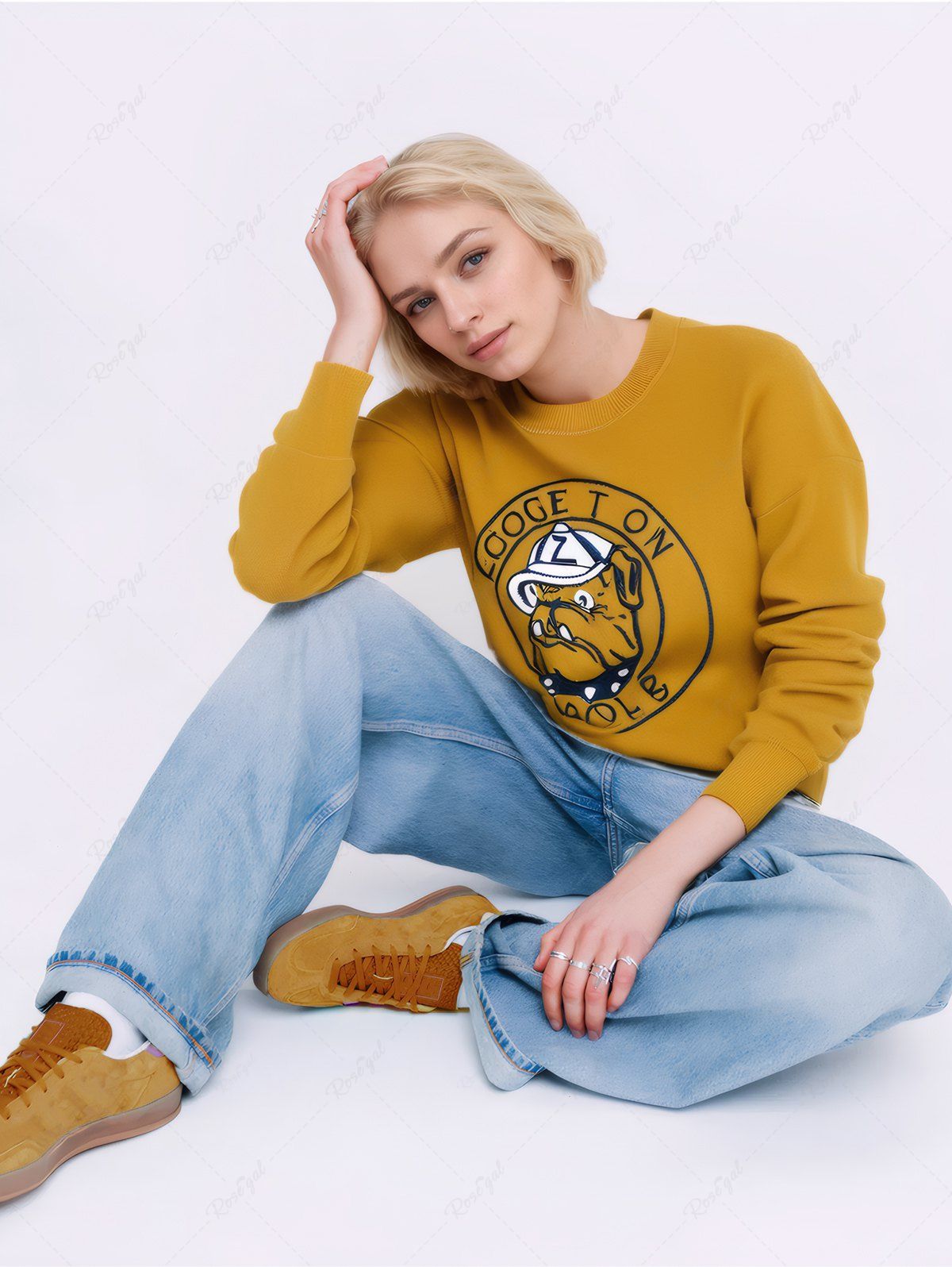 Jacquard Embroidery Graphic Sweatshirt Dog And Owner Matching Outfits