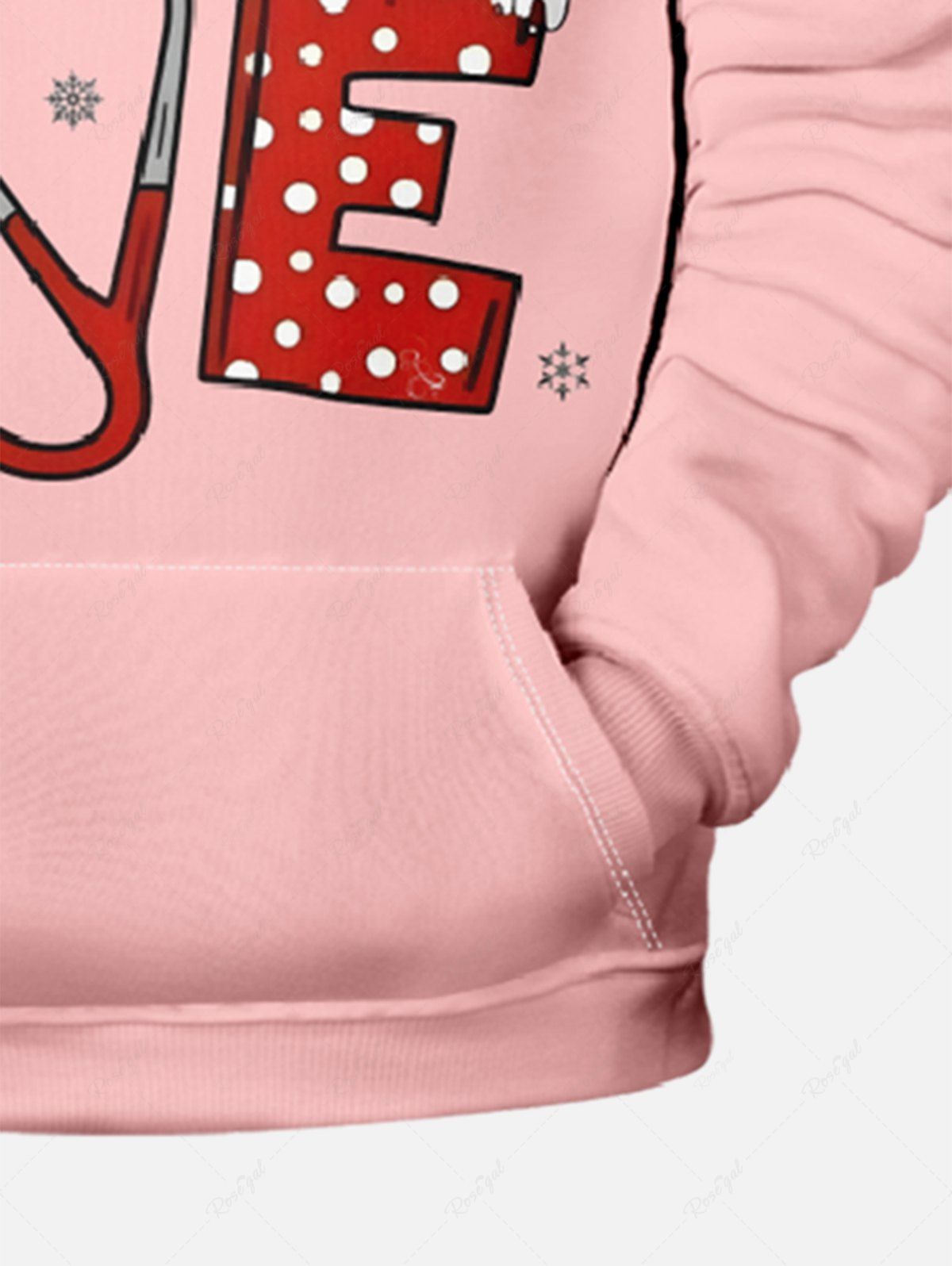 Plus Size Christmas Hat Plaid Elk Snowflake Letters Printed Pocket Drawstring Pullover Long Sleeves Hoodie