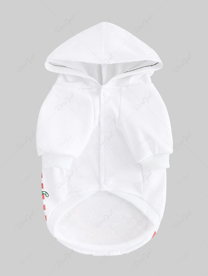 Sweat à capuche boutonné imprimé Père Noël avec lettres à carreaux de Noël pour animaux de compagnie