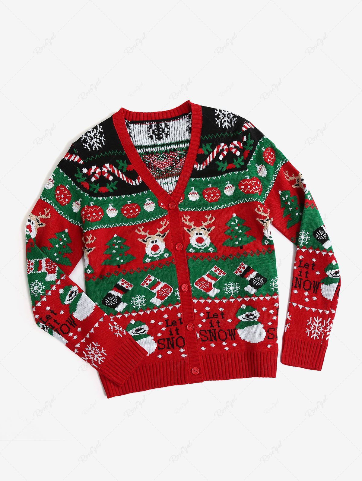 Christmas Snowflake Ugly Funny Elk Print Cardigan and Sweater Dog and Owner Matching Outfits