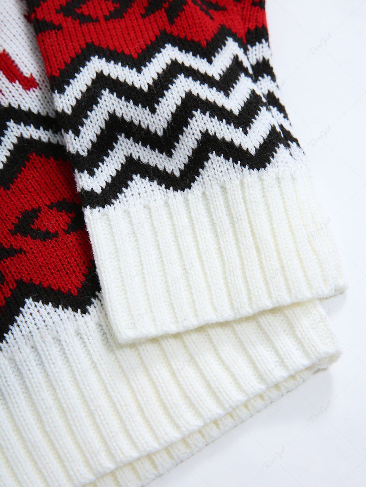 Christmas Snowflake Elk Zig Zag Fair Isle Printed Sweater