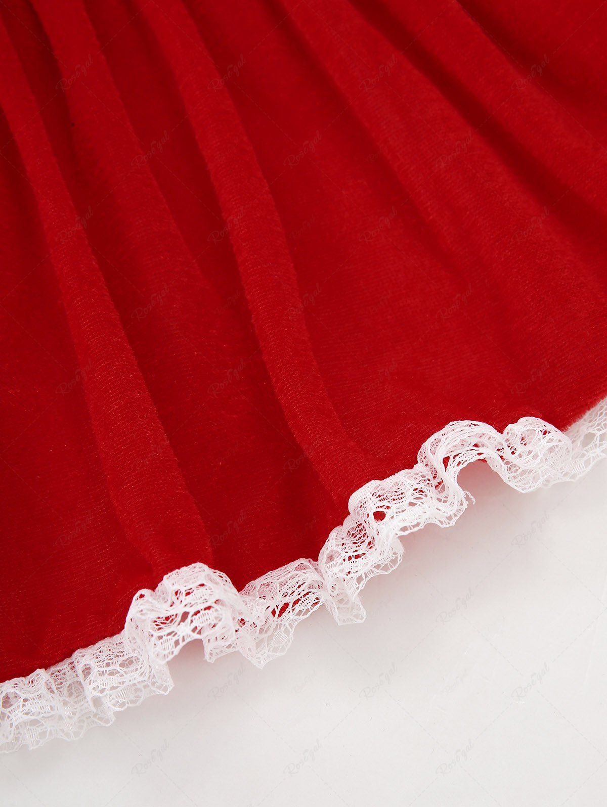 Pet's Christmas Bowknot Fleece Lace Trim Dress