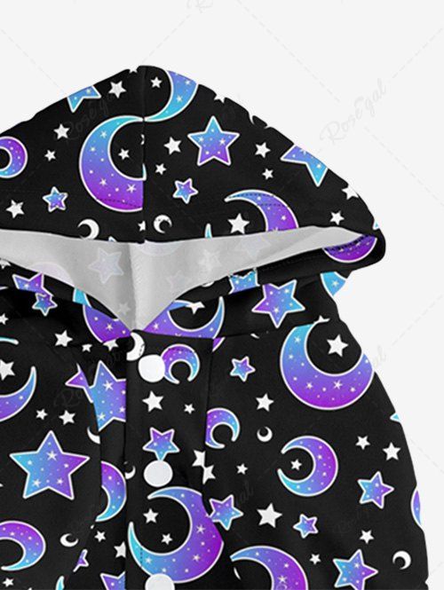 Sweat à capuche boutonné imprimé étoiles lune ombrées pour animaux de compagnie