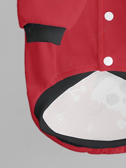 Pet's Christmas Hat Skull Bone Printed Button Hoodie