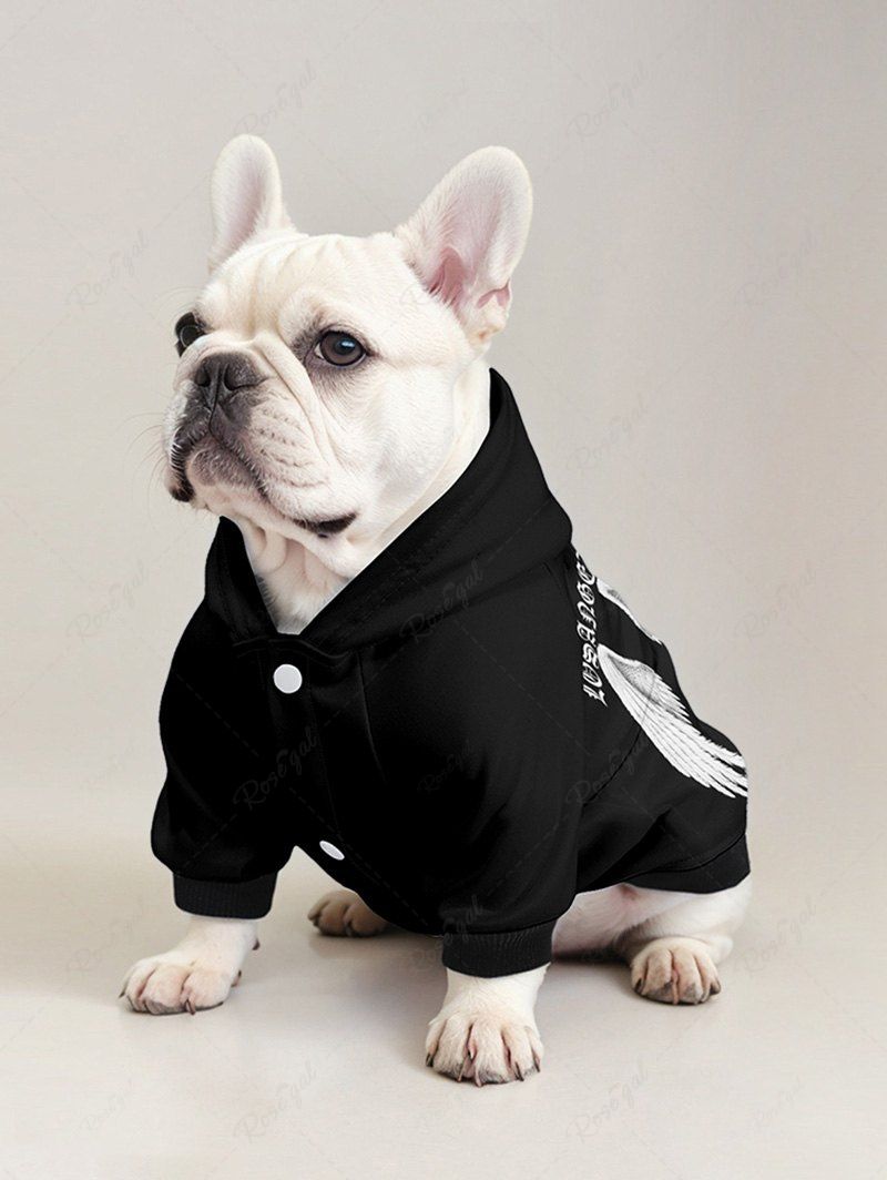 Sweat à capuche imprimé lettres ailes, tenues assorties pour chien et propriétaire