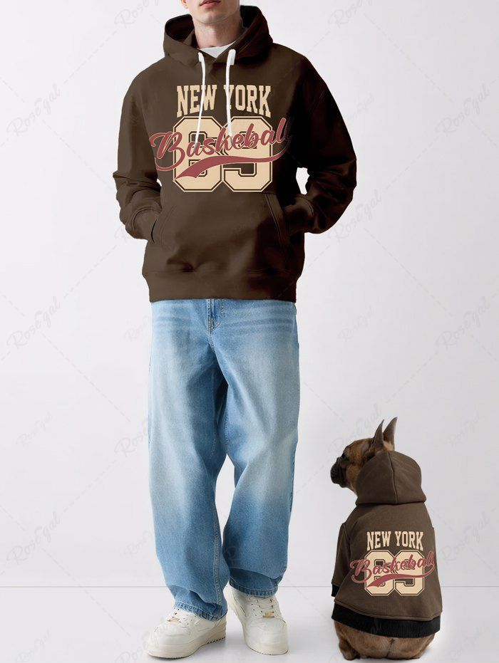 Sweat à capuche imprimé lettres, tenues assorties pour chien et propriétaire