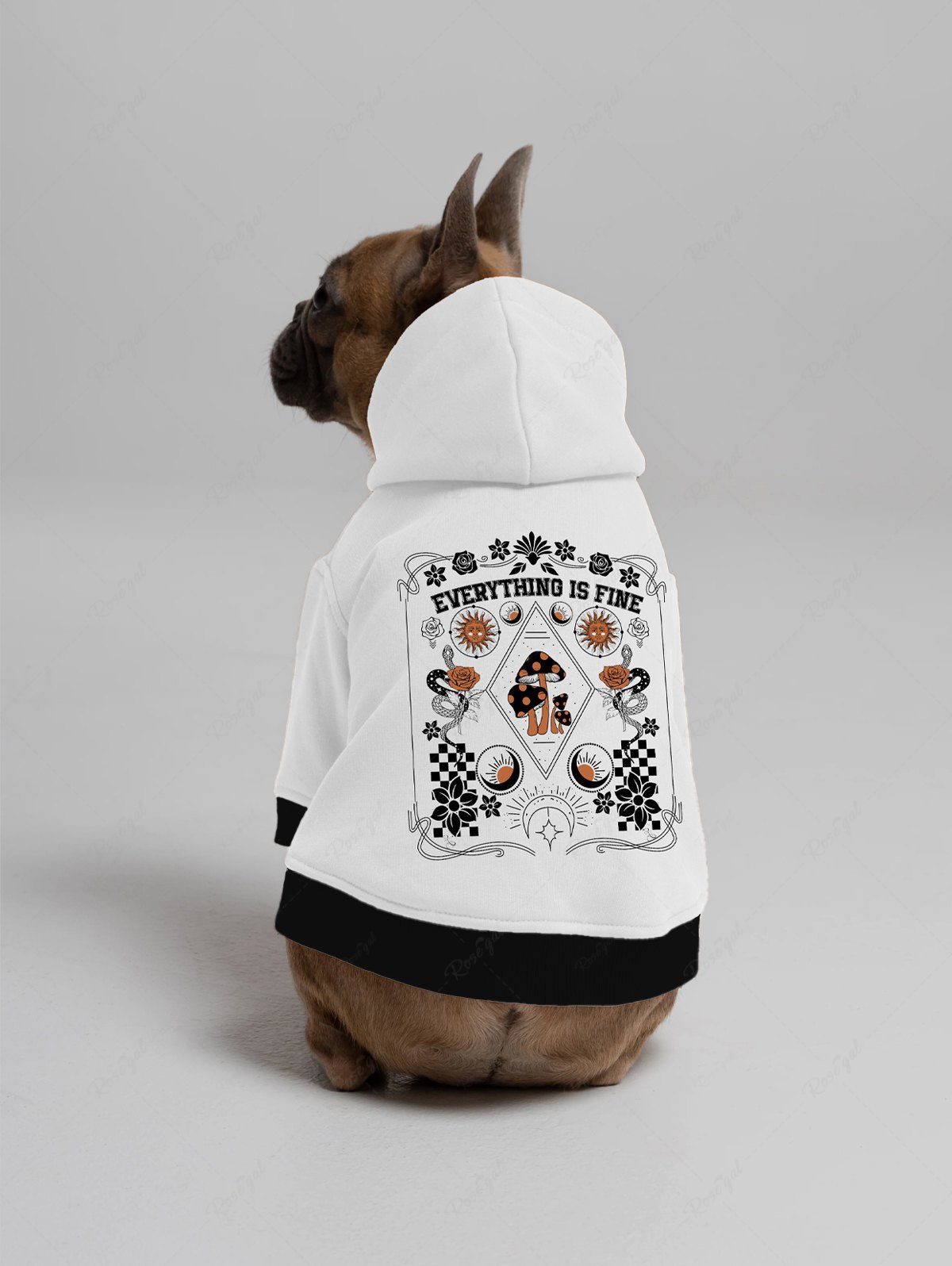 Sweat à capuche à imprimé floral et motif serpent, soleil, lune, fleur, champignon, style tendance, tenues assorties pour chien et propriétaire