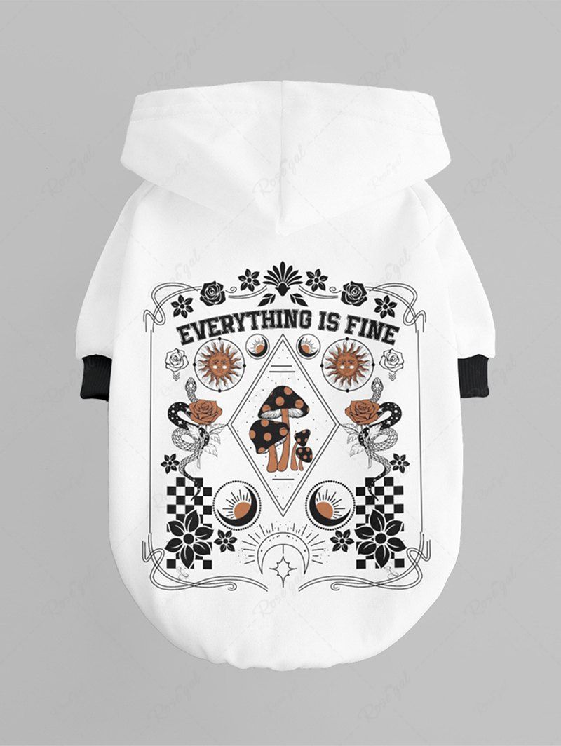 Sweat à capuche à imprimé floral et motif serpent, soleil, lune, fleur, champignon, style tendance, tenues assorties pour chien et propriétaire