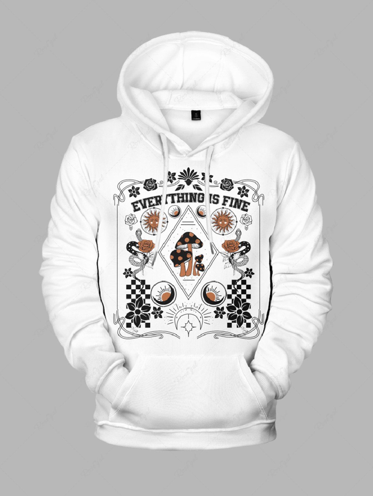 Sweat à capuche à imprimé floral et motif serpent, soleil, lune, fleur, champignon, style tendance, tenues assorties pour chien et propriétaire