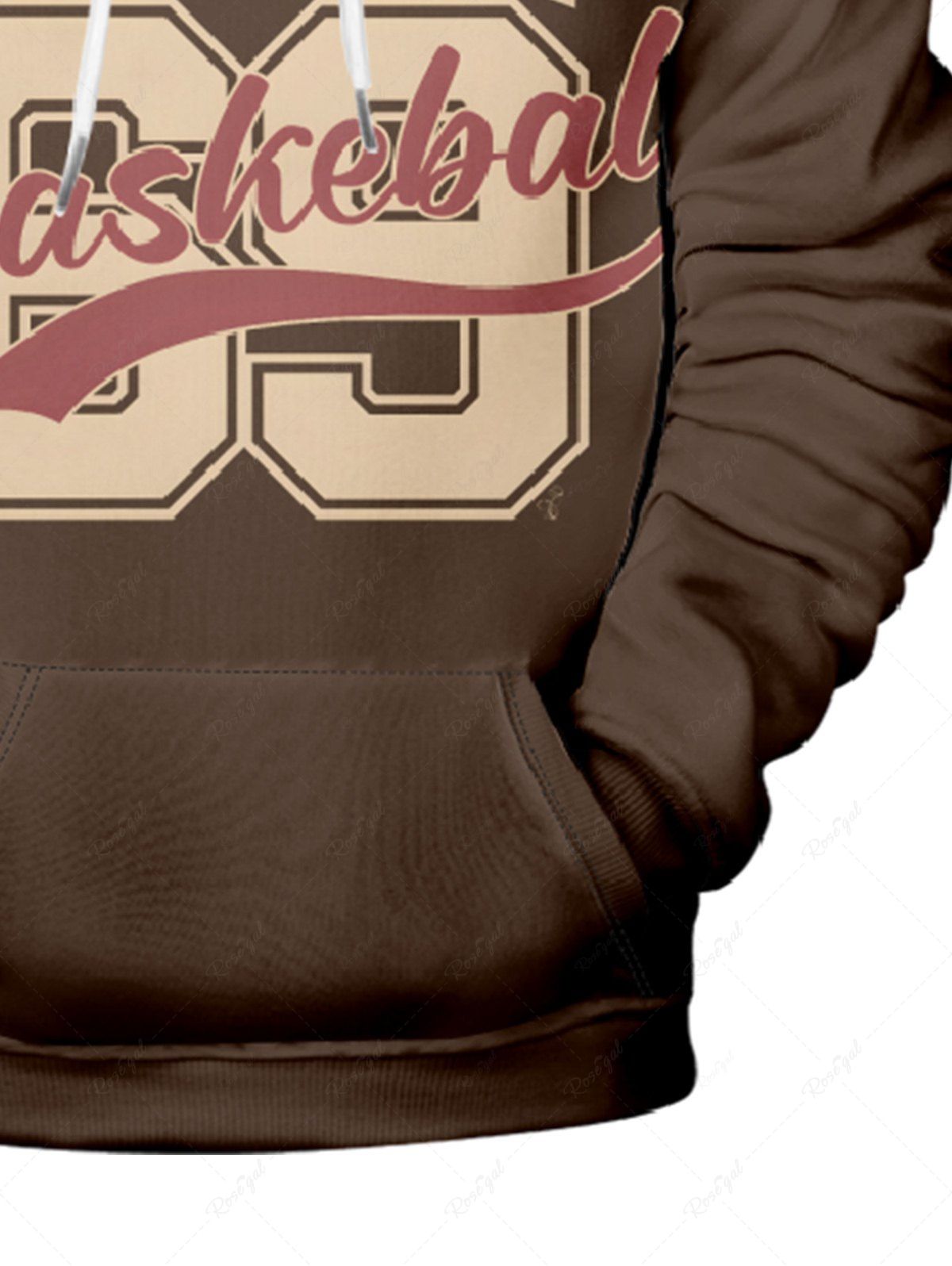 Letters Printed Pocket Drawstring Pullover Long Sleeves Hoodie For Men