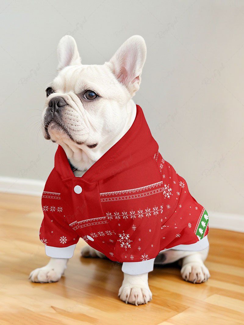 Sweat à capuche à imprimé rayé pour chien avec chapeau et flocon de neige et sapin de Noël, tenues assorties pour chien et propriétaire