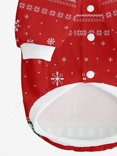 Pet's Christmas Tree Snowflake Striped Printed Button Hoodie