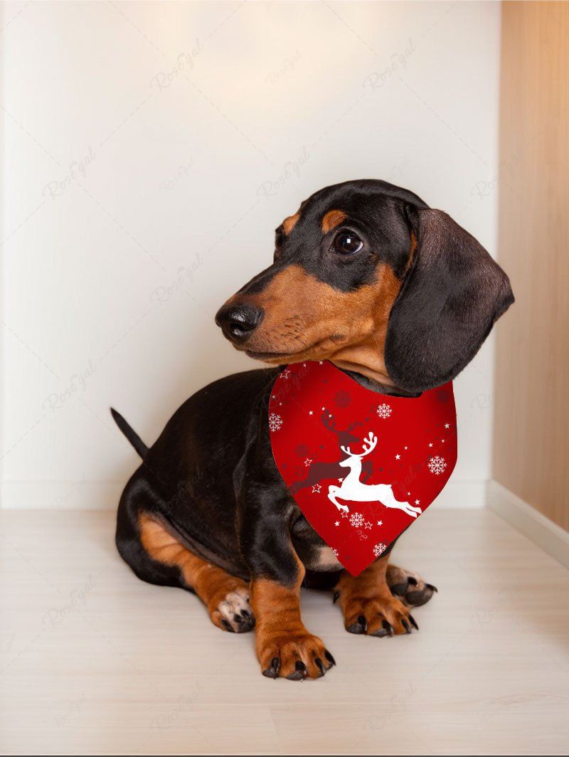 Pet's Christmas Elk Snowflake Printed Bandana Bibs