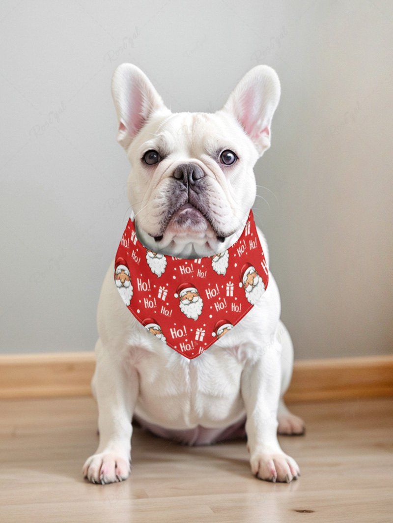 Pet's Christmas Santa Claus Gift Box Printed Bibs Bandana