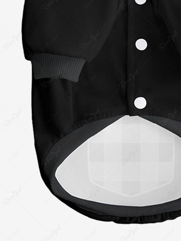 Pet's Christmas Hat Plaid Dog Stars Santa Claus Printed Button Hoodie