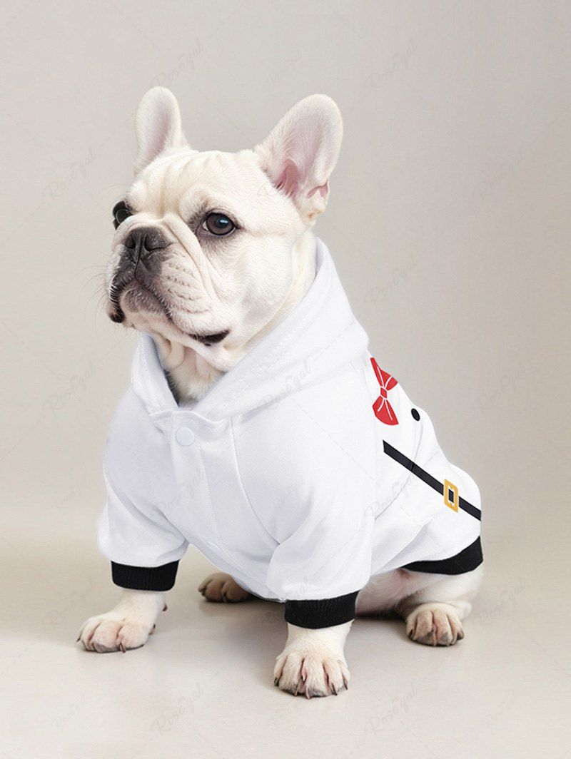 Sweat à capuche imprimé avec bouton et nœud papillon pour animal de compagnie