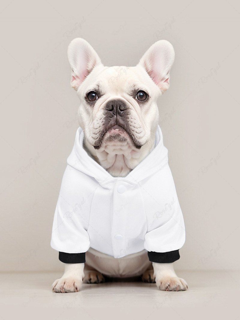 Sweat à capuche imprimé avec bouton et nœud papillon pour animal de compagnie