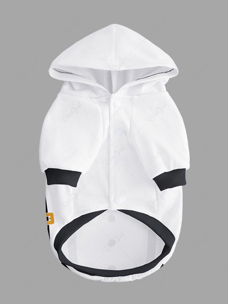 Sweat à capuche imprimé avec bouton et nœud papillon pour animal de compagnie