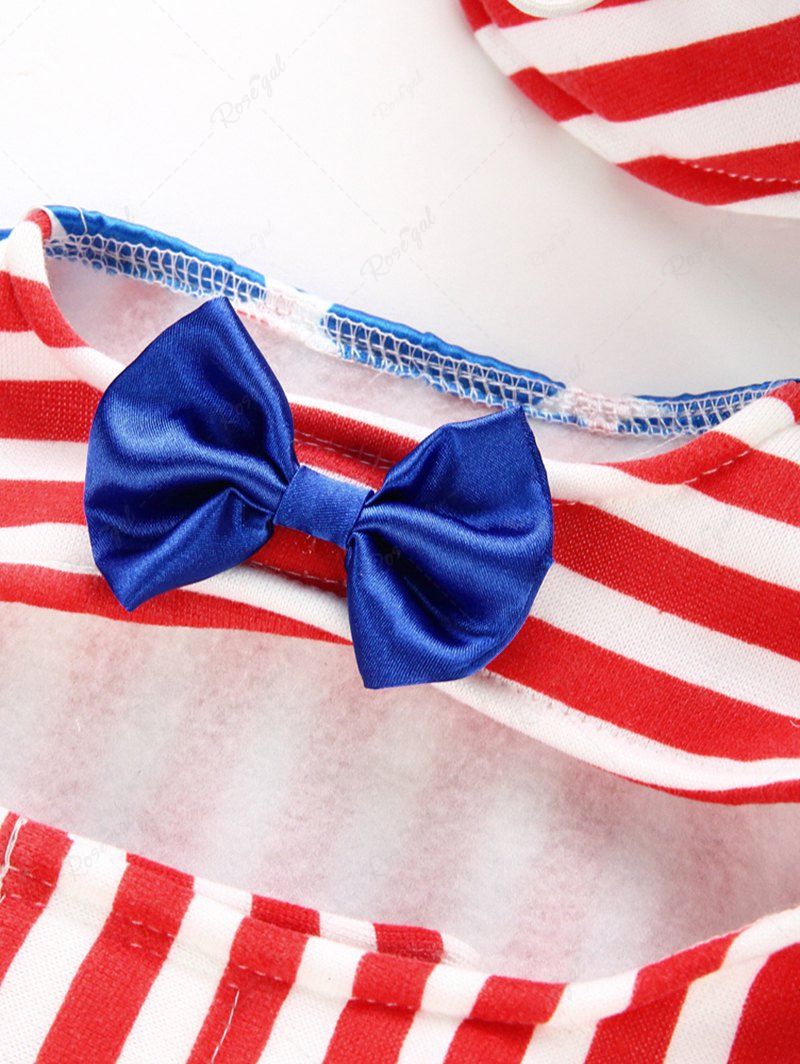 Pet's Patriotic 4th of July Independence Day Costume American Flag Printed Bowknot Cape With Hat