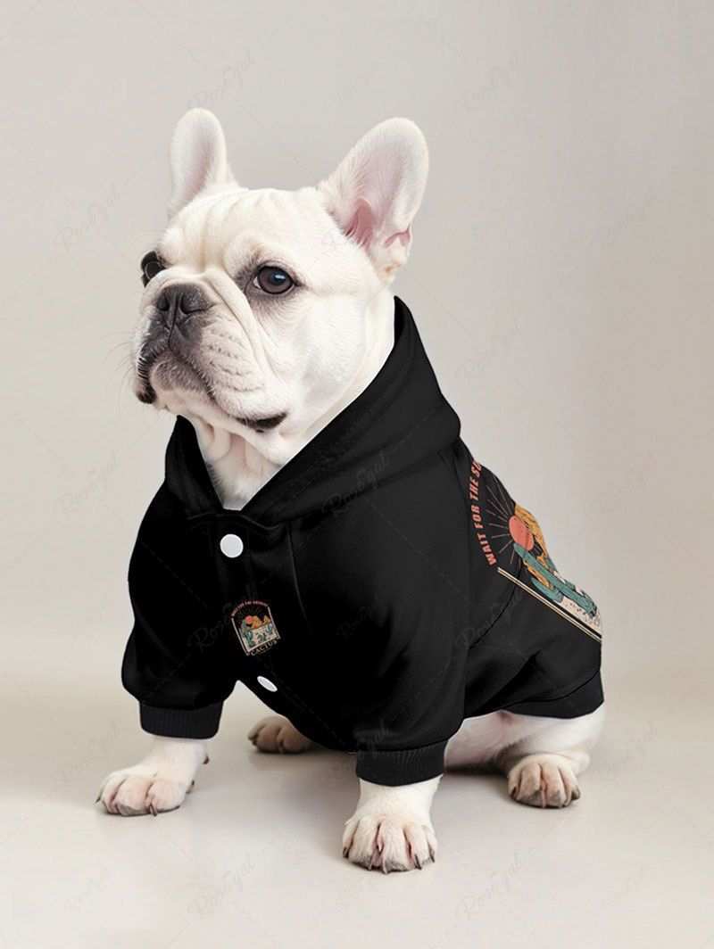 Sweat à capuche imprimé Sunrise Mountain Cactus Letters Tenues assorties pour chien et propriétaire