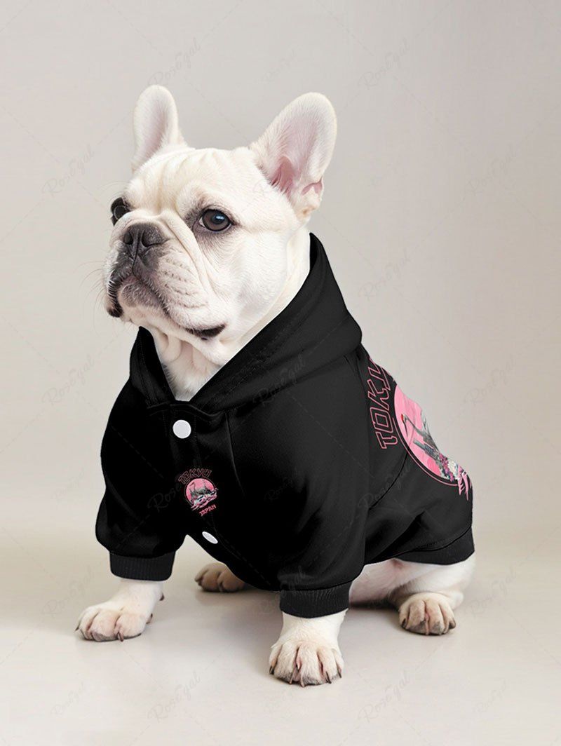 Sweat à capuche imprimé grue à couronne rouge Tokyo Letters pour chien et propriétaire, tenues assorties