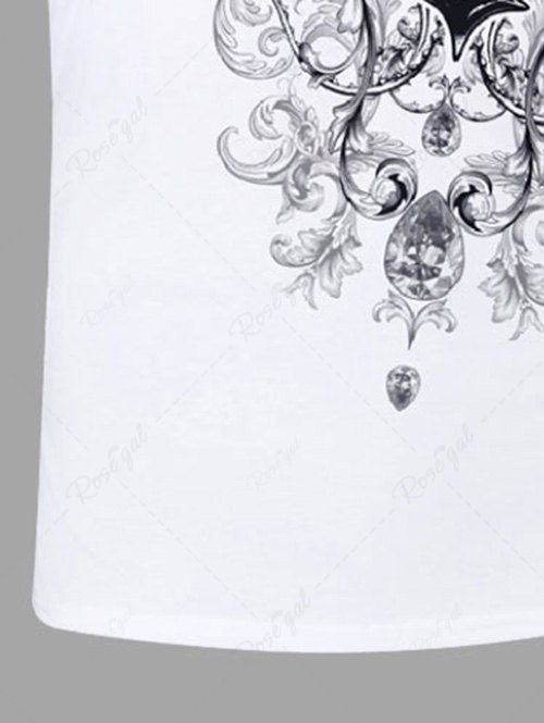 Plus Size Cross Floral Pattern Printed T-shirt For Men