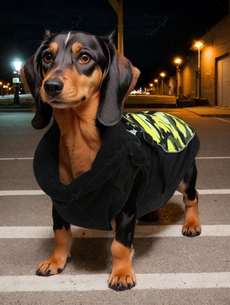 Veste chaude à fermeture éclair avec doublure en polaire imprimée camouflage pour animaux de compagnie