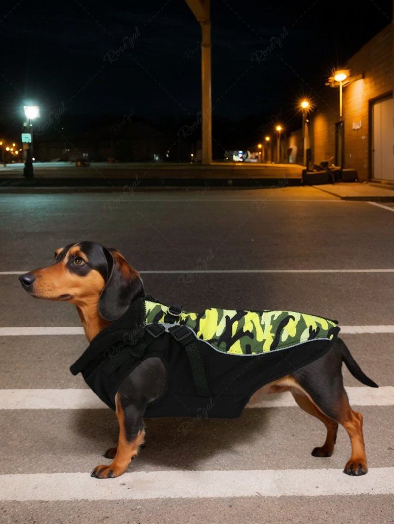 Veste chaude à fermeture éclair avec doublure en polaire imprimée camouflage pour animaux de compagnie