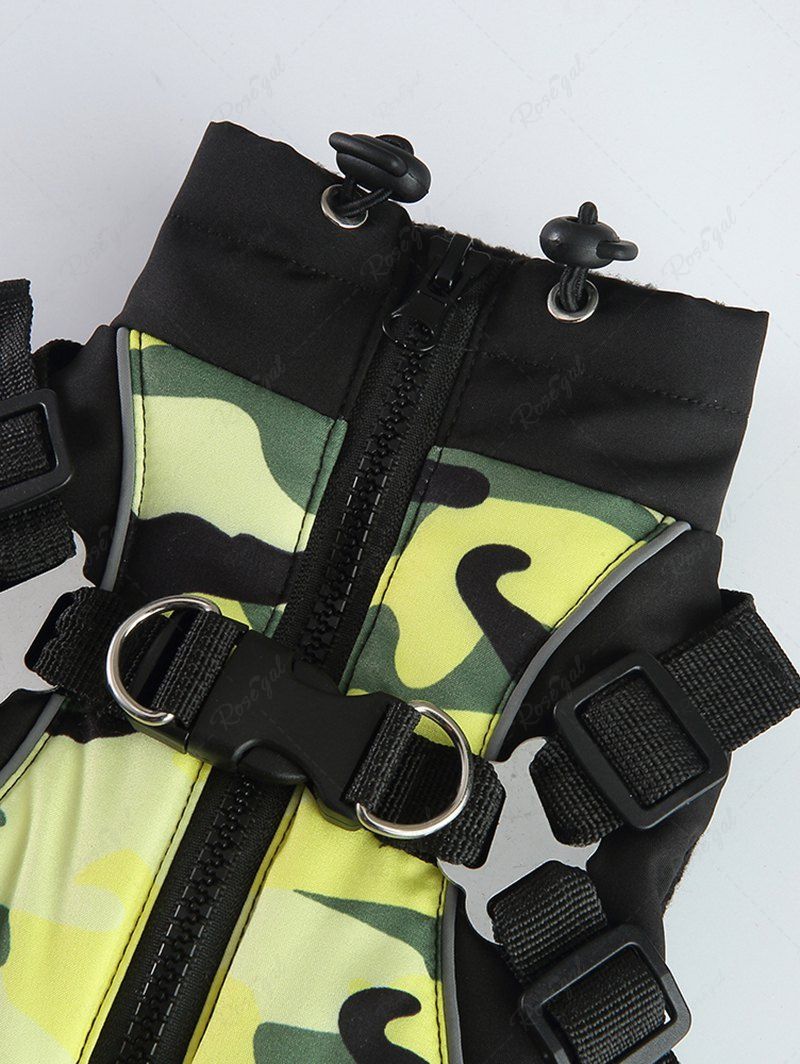 Veste chaude à fermeture éclair avec doublure en polaire imprimée camouflage pour animaux de compagnie