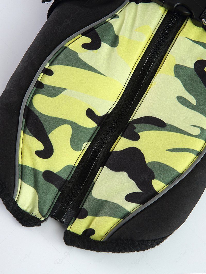 Veste chaude à fermeture éclair avec doublure en polaire imprimée camouflage pour animaux de compagnie