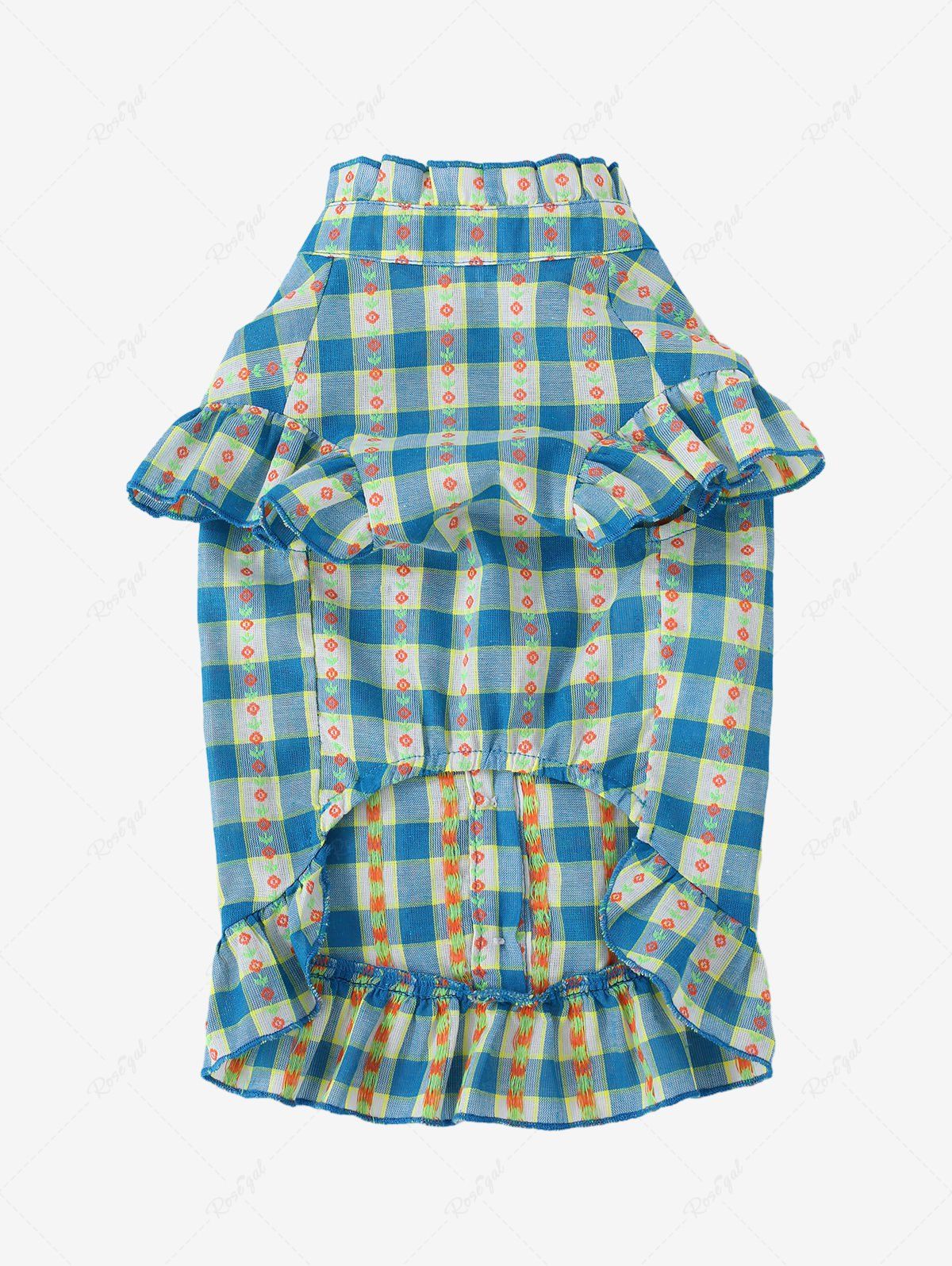 Plaid Flowers Print Ruffles Dresses Dog and Owner Matching Outfits