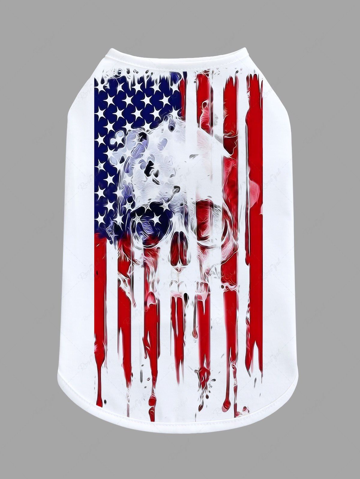 Pet's Patriotic American Flag Skull Printed Tank Top